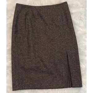 Ann Taylor Size 6 Wool Skirt Brown EUC Side Zip Career